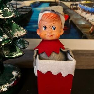 Vintage Elf Doll in Red Chimney.